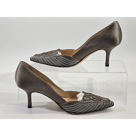 LM Women's 38 Giorgio Armani Braided Pointed Toe Satin Pumps High Heel Shoes Y2k - Picture 5 of 13